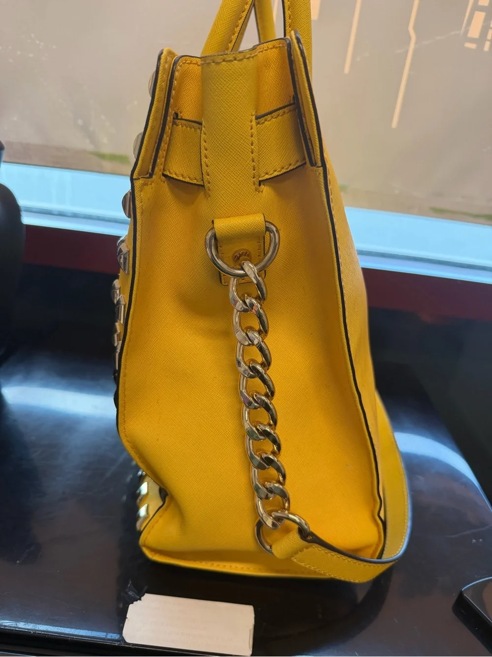 Michael Kors Yellow Pyramid-Stud Tote